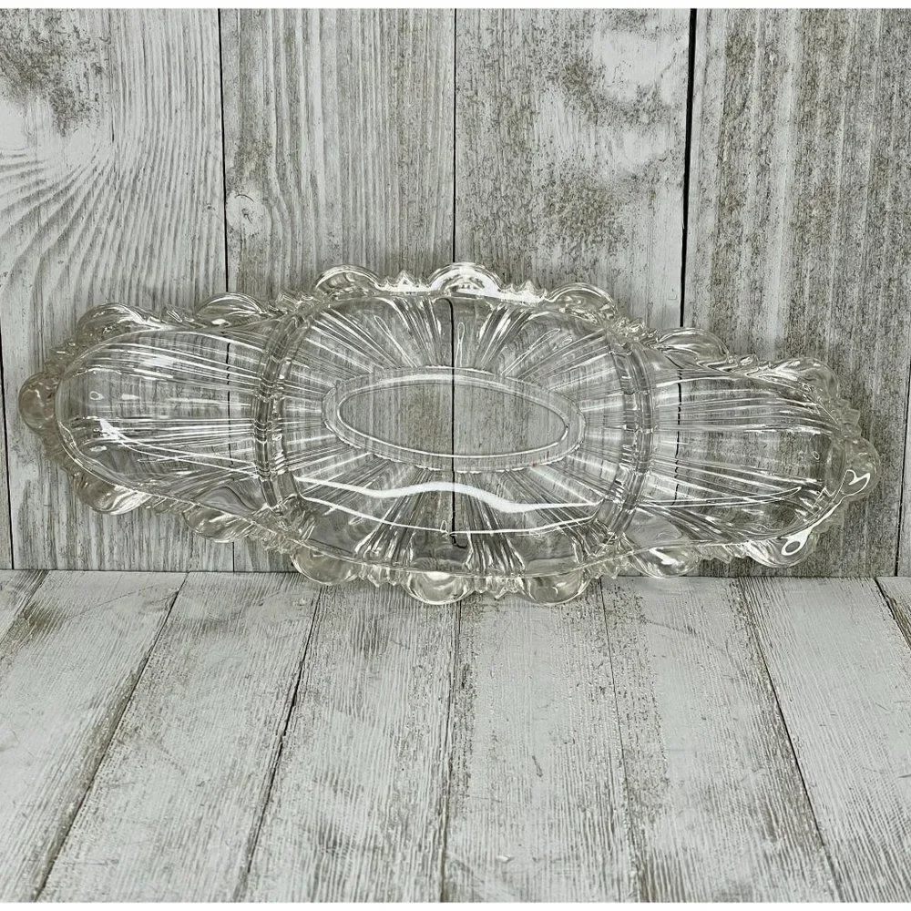 Vintage Pressed Glass Divided Serving Dish